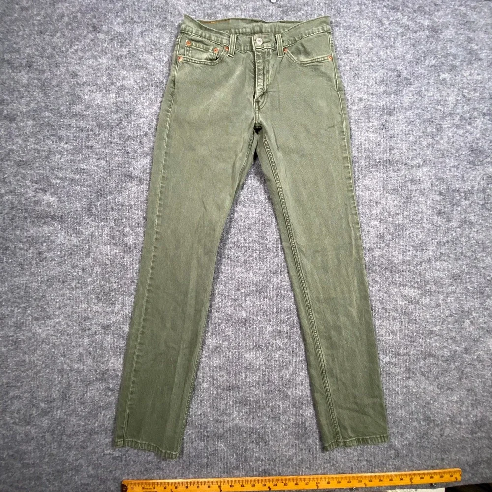 Levis 511 Slim Fit Jeans Mens 29x32 (Meas 28x30) Olive Green Denim 04511-5194‎